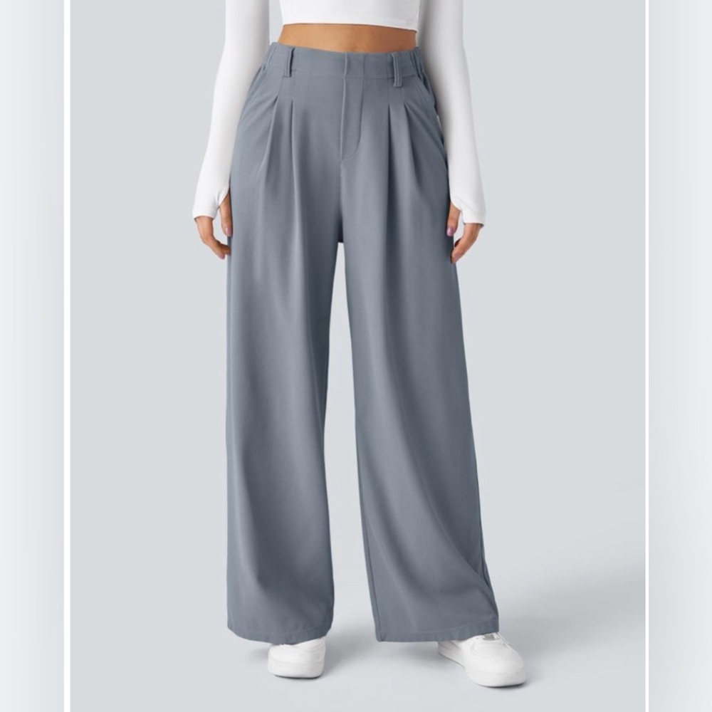 Wide Leg High-Rise Pants in Weathervane Gray - Picture 3 of 5